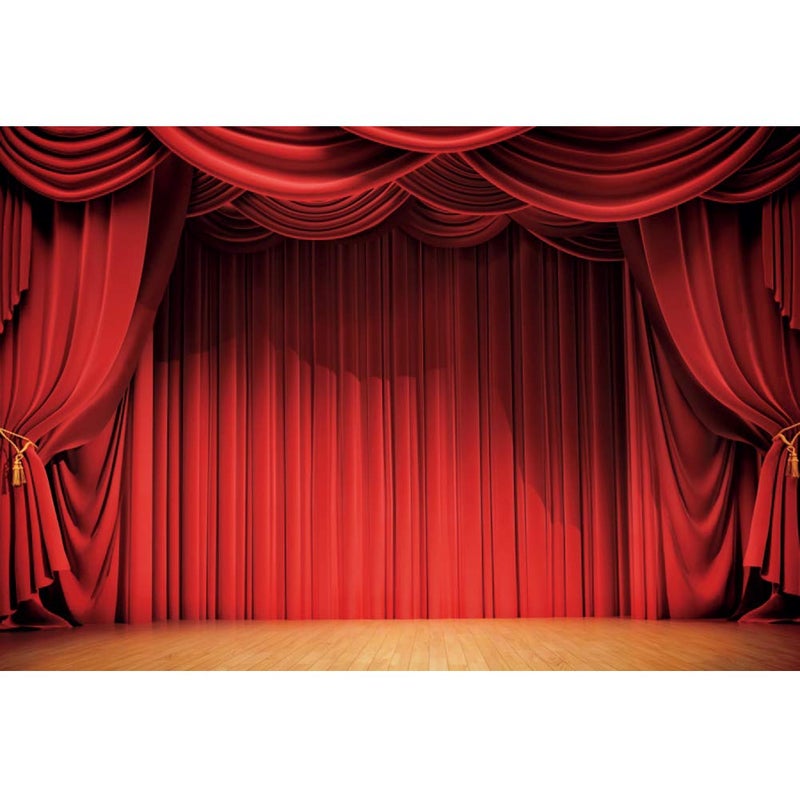 Haoyiyi 10x8ft Red Curtain Backdrops for Stage Backdrop Red Drapes Curtains Panels Swags Window Background Photography Adults Wedding Hall Birthday Music Party Event Stage Show Decoration Photo - Image 1